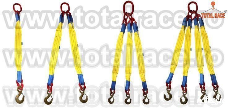 Total Race comercializeaza cu livrare din stoc dispozitive de ridicare din chingi sisteme complete , echipamente de ridicare din chingi cu lungime la cerere  , sisteme de ridicare din chingi cu carlige cu ochi si siguranta, dispozitiv de ridicat sarcini l