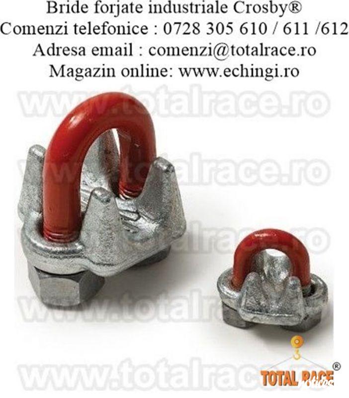 Total Race Romania livreaza din stoc Bucuresti bride cablu forjate model G450 productie Crosby, bride cablu otel, bride zincate pentru sufe cabluri cu diametru 3 mm la 90 mm , bride metalice de strangere sufe cablu , bride fixare cablu , brida forjata pen