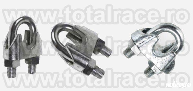 Total Race Romania comercializeaza bride sufe cablu turnate DIN741, bride sufe cablu otel, bride zincate pentru sufe cabluri cu diametru 3 mm la 40 mm , bride metalice de strangere cablu , bride fixare cablu. Puntea bridei este turnata iar surubul U din o