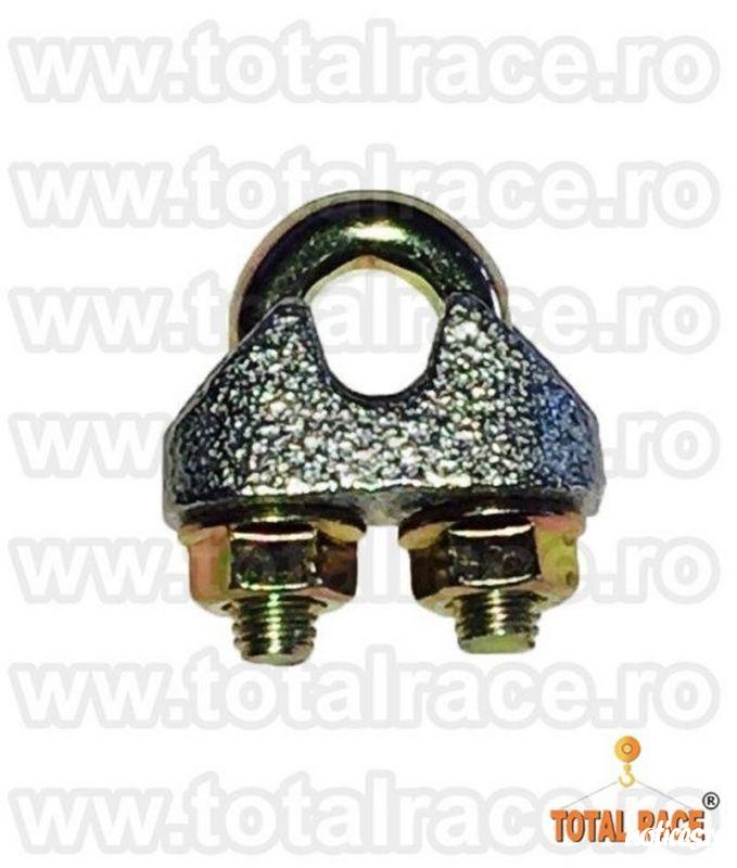 Total Race Romania va ofera din stoc  clipsuri (bride) tip EN 13411-5 Tip A ( fost DIN 1142 ),  bride-cleme electrogalvanizate de prindere cablu, din otel zincat pentru cablu otel, bride zincate cablu tractiune, accesorii cablu tractiune, gama completa br