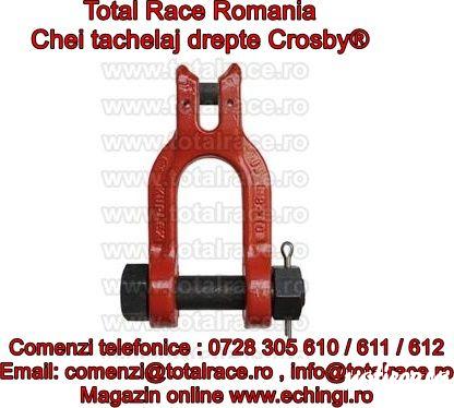Total Race Romania va ofera :gambeti tip lira / drept marca Crosby®, chei tachelaj dreapte  cu bolt filetat, gambeti tip lira , shackles Crosby® ce au capacitati cuprinse intre 0.5 Tone si 55 Tone . Au factor de siguranta: MBL = 6 x WLL (Sarcina maxima 
