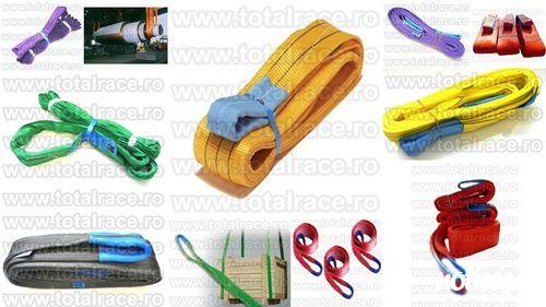 Total Race Romania comercializeaza cu livrare din stoc: chingi textile de ridicare cu urechi , chingi textile circulare, chingi circulare negre pentru scene , teatru , sufe de ridicare textile, chingi speciale pt tamburi de otel cu muchii taioase si ascut