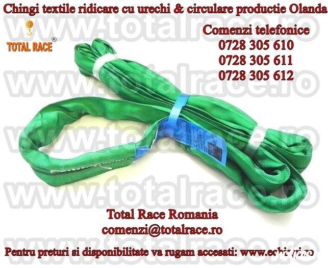 Total Race cu sediul in Bucuresti comercializeaza chingi de ridicare, chingi textile din poliester, chingi cu urechi,chingi plate, chingi rotunde, chingi circulare, chingi productie olanda,sufe textile de ridicare, sufe macara, sufe poliester, chingi anco