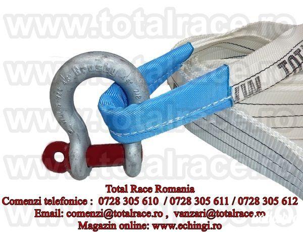 Total Race Romania comercializeaza chingi tractare / remorcare / recuperare / troliere de MBL 10 tone cu lungime de  4 metri , alte lungimi la cerere,  culoare ecru , latime de banda  90  mm, sufe remorcare textile din poliester fabricate in 2 straturi cu