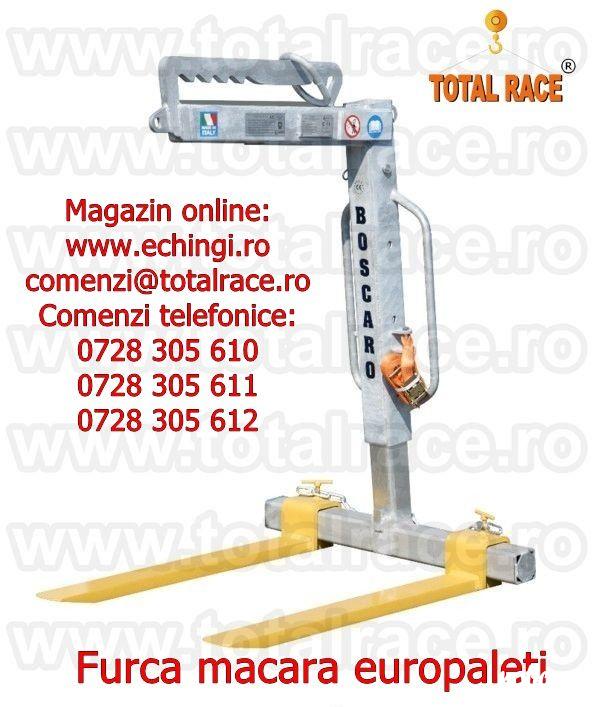 Total Race Romania livreaza din stoc echipamente macara, echipamente de ridicare si manevrare paleti de caramida , bca,  furca paleti  model MBA, model MBRA, furca macara model MBRA-E cu arc si protectie, furca de macara cu reglarea centrului de greutate 