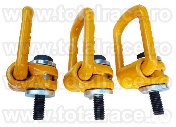 Total Race livreaza rapid din stoc inele flexibile ridicare, ocheti ridicare, puncte prindere cu fixare prin insurubare, inele ridicare rotative cu articulatie, inele pivotante, inele de ridicare cu surub, elemente prindere rotative, echipamente ridicare 