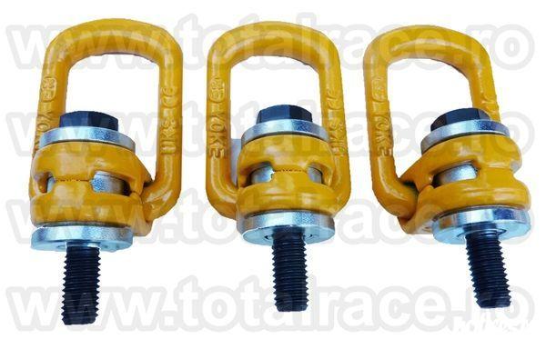 Total Race livreaza rapid din stoc inele flexibile ridicare, ocheti ridicare, puncte prindere cu fixare prin insurubare, inele ridicare rotative cu articulatie, inele pivotante, inele de ridicare cu surub, elemente prindere rotative, echipamente ridicare 