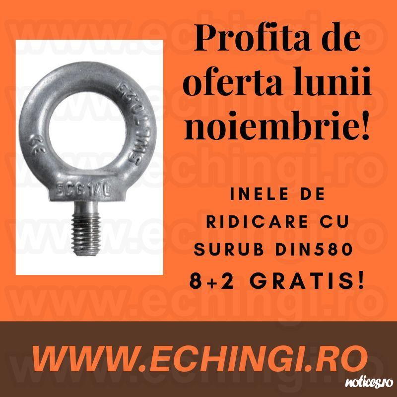 Total Race Romania comercializeaza din stoc Bucuresti inele de ridicare cu surub ( inele de ridicare tip tata) DIN 580. OFERTA SPECIALA: la achizitia a 8 inele beneficiati de 2 gratis! Profita de oferta si comanda acum: inele de ridicare cu filet exterior