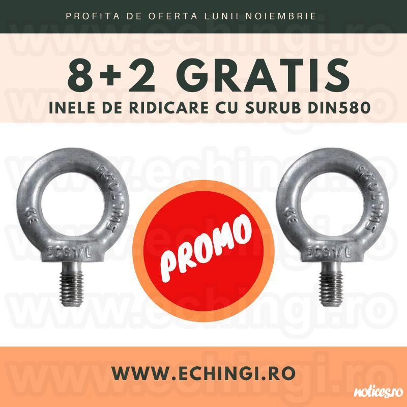 Total Race Romania comercializeaza din stoc Bucuresti inele de ridicare cu surub ( inele de ridicare tip tata) DIN 580. OFERTA SPECIALA: la achizitia a 8 inele beneficiati de 2 gratis! Profita de oferta si comanda acum: inele de ridicare cu filet exterior