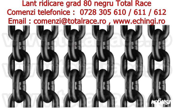 Total Race Romania livreaza din stoc Bucuresti : lant ridicare macara grad 80 6 mm 1,12 tone, lanturi negre grad 80 7 mm 1.5 tone, lant ridicare grad 80 8 mm 2 tone, lant ridicare grad 80  10 mm 3.15 tone , lant ridicare macara grad 80 13 mm 5.3 tone , la
