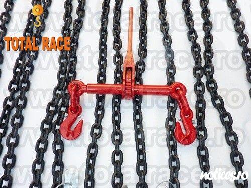 sisteme complete din lant de ancorare de 10 mm , Lc=6300 daN ce contin: intinzator lant cu carlige de scurtare la capete 10 mm , 2 carlige cu siguranta 10 mm , cu montare directa pe lant ,  lant negru grad 80 cu lungime la cerere in functie de nevoile pro