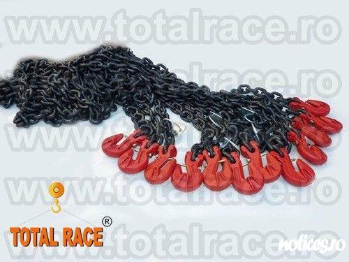 Total Race comercializeaza din stoc Bucuresti lant de ancorare, lanturi de rezistenta din lant de ancorare de 8 mm , Lc=4000 daN ce contin: intinzator lant cu carlige de scurtare la capete 8 mm , 2 carlige cu siguranta 8 mm , cu montare directa pe lant,  