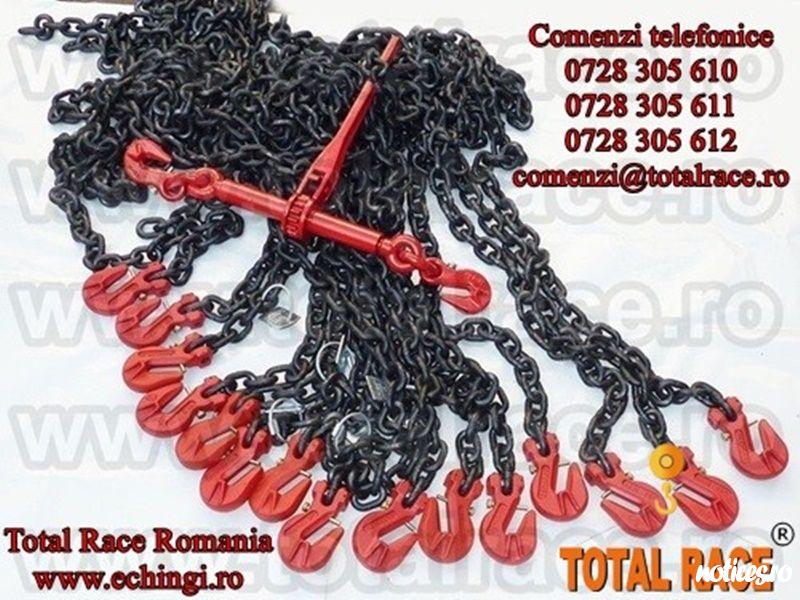 sisteme complete din lant de ancorare de 8 mm , Lc=4000 daN ce contin: intinzator lant cu carlige de scurtare la capete 8 mm , 2 carlige cu siguranta 8 mm , cu montare directa pe lant,  lant negru grad 80 cu lungime la cerere in functie de nevoile proiect
