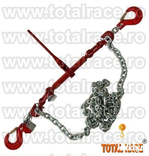 Total Race comercializeaza din stoc Bucuresti lant de ancorare, lanturi de rezistenta din lant de ancorare de 8 mm , Lc=4000 daN ce contin: intinzator lant cu carlige de scurtare la capete 8 mm , 2 carlige cu siguranta 8 mm , cu montare directa pe lant,  