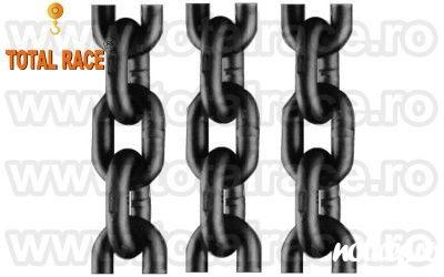 Total Race ofera din stoc Bucuresti dispozitive de ancorare pt transporturi  de 10 mm , Lc=6300 daN ce contin: intinzator lant cu carlige de scurtare la capete 10 mm , 2 carlige cu siguranta 10 mm , cu montare directa pe lant ,  lant negru grad 80 cu lung