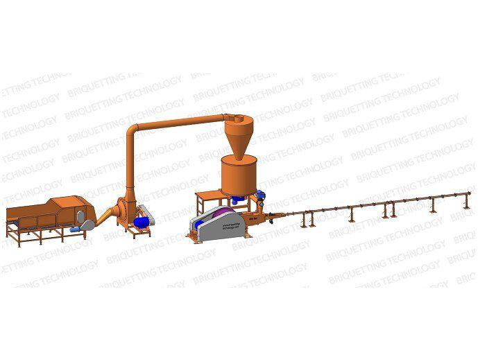 Linie brichetare 150-200 kg/ora brichete diametrul 60 mm din resturi vegetale