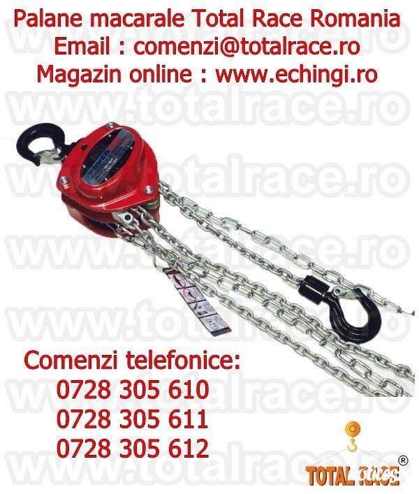 Total Race livreaza din stoc Bucuresti palane manuale cu lant pentru instalare echipamente , scripete cu lant pentru incarcare sau descarcare de marfuri , macarale cu lant  grad 80 , palan cu lant de sarcina acoperit cu strat de protectie anticoroziv , di