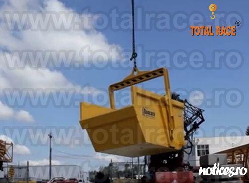 Total Race comercializeaza din stoc Bucuresti sau la comanda bene si cupe de beton diferite capacitati pana la 2 mc, echipamente de macara, accesorii macara, accesorii turnat beton cu macaraua,  bene autobasculante pentru beton si mortar, cupe de beton ca