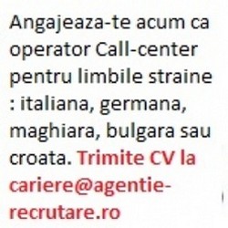 Angajari urgente operatori call center limbi straine