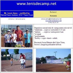 Tenis de camp pentru copii - Bucuresti, sector3,Baza Olimpia - Dristor, antrenor Ionut Jianu