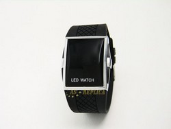Vand Ceas Blue Led Silicon Black LW#008