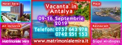 Vacanta Antalya 09-16 Septembrie Singles-plaja, mare si mult soare